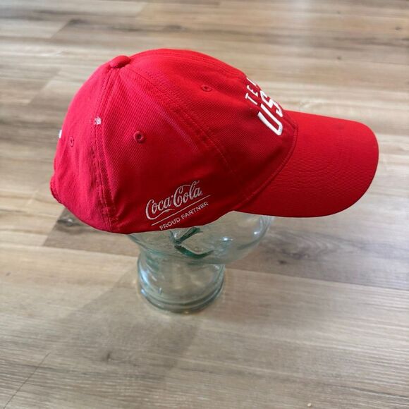 Nike Team USA Red Olympic Adjustable Strap Hat Coca Cola Dri Fit America Cap - Picture 2 of 5
